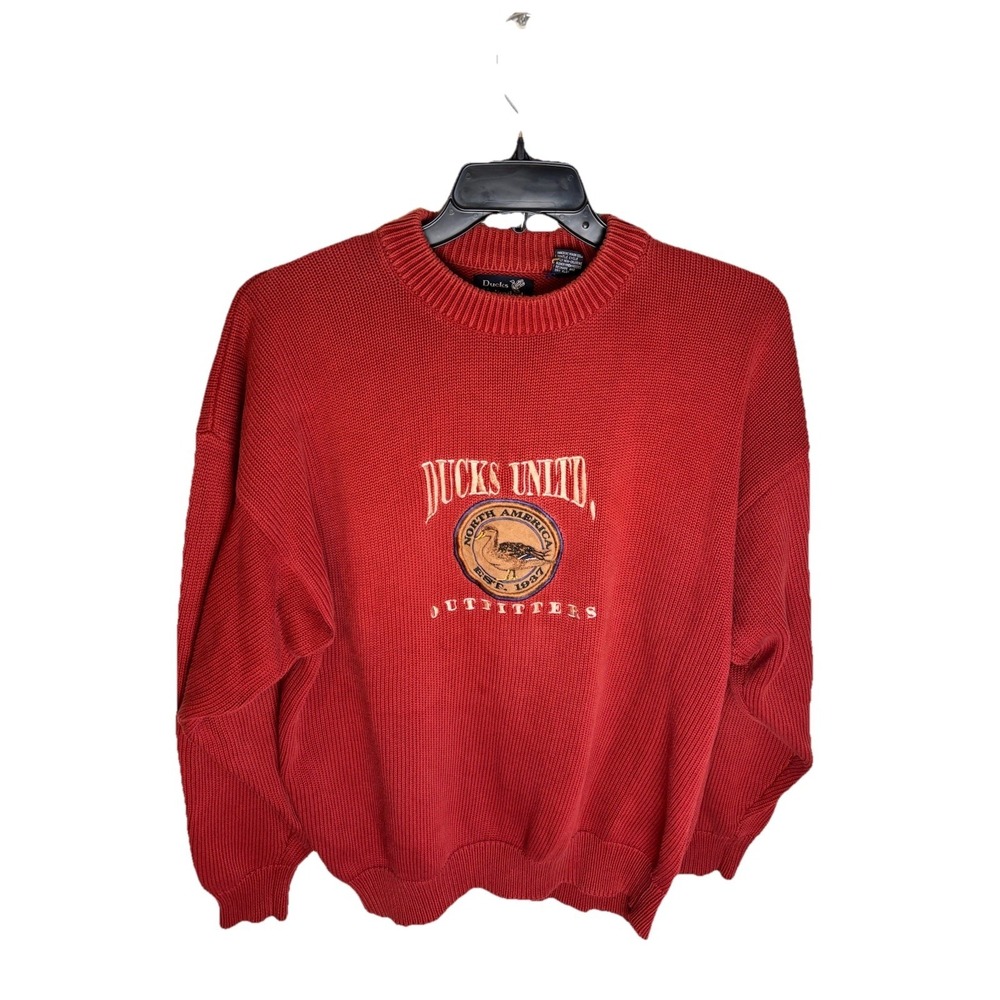 Ducks Unlimited Pullover Sweater Red Cotton Men's Size XL